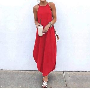 Yoins Women’s Spaghetti Strap Sleeveless Asymmetric Hem Party Maxi Sundress